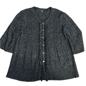 One Girl Who charcoal gray button closure sweater size L